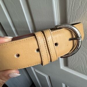 COACH Vintage Tan Genuine Leather Belt with Silver Buckle